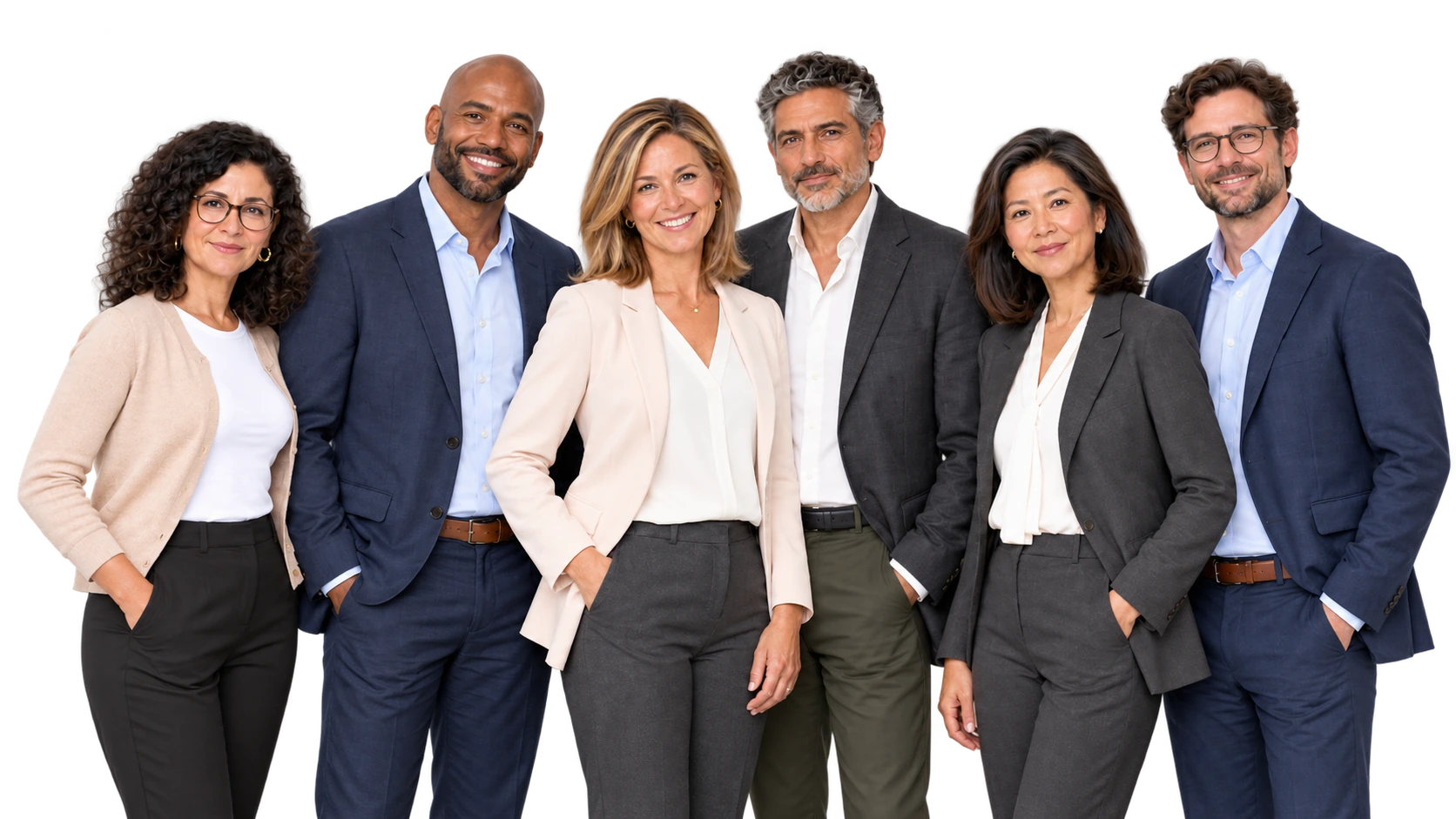 Illustration of six nonprofit board members standing together